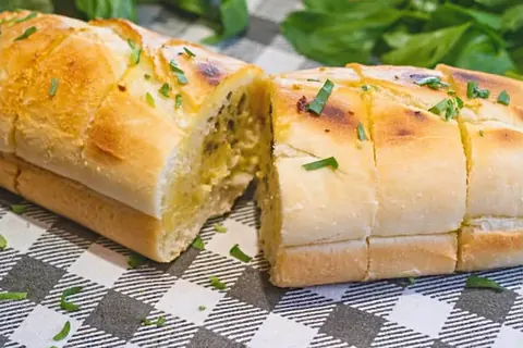 Garlic Bread: freshly baked bread infused with garlic